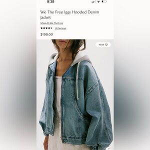 NWT Free People Hooded Denim Jacket